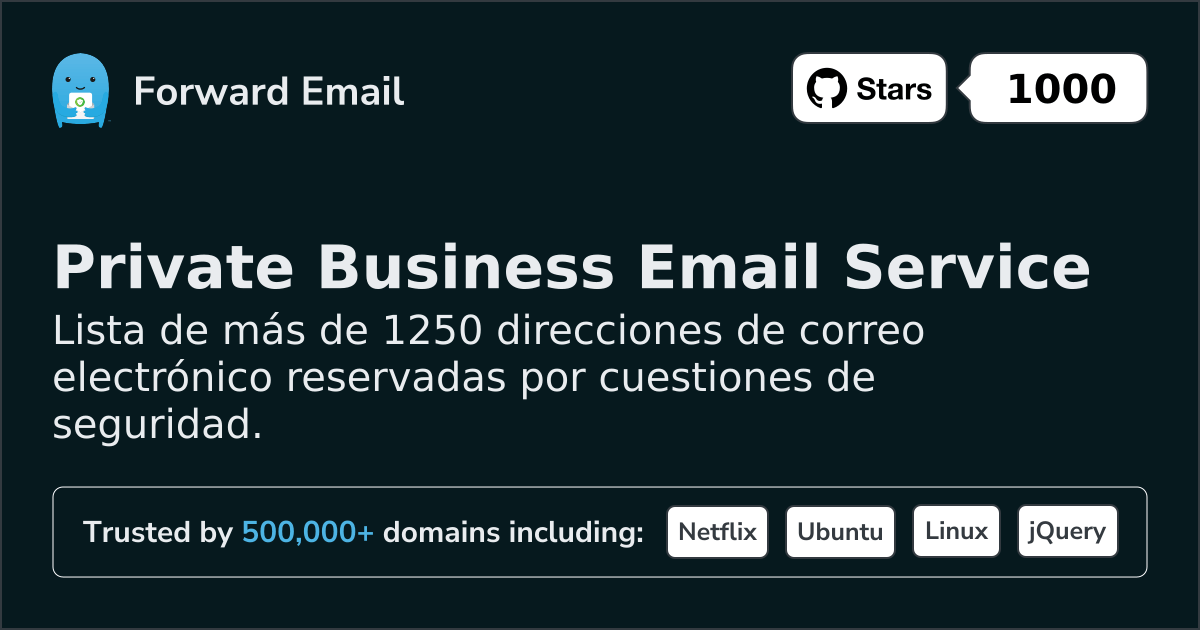 Direcciones de correo electrónico reservadas para administradores