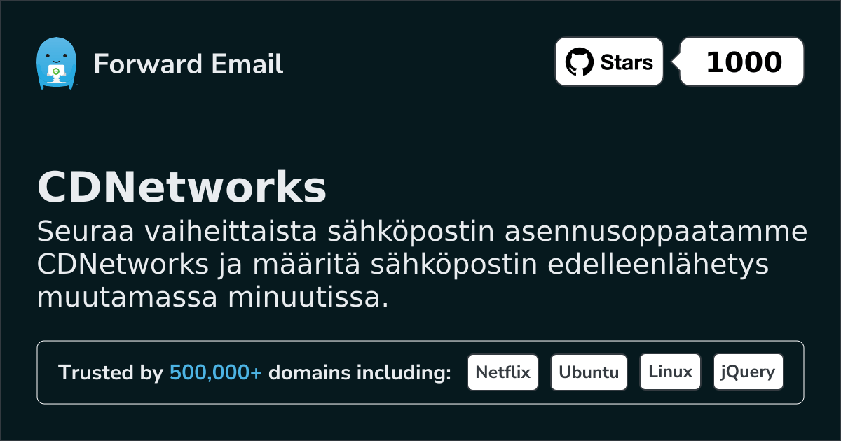Sähköpostin määrittäminen CDNetworks