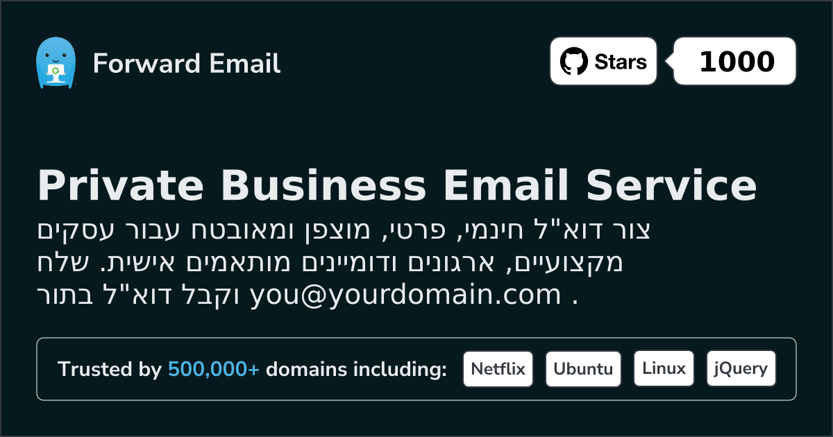 דוא"ל עסקי פרטי עבור דומיינים מותאמים אישית