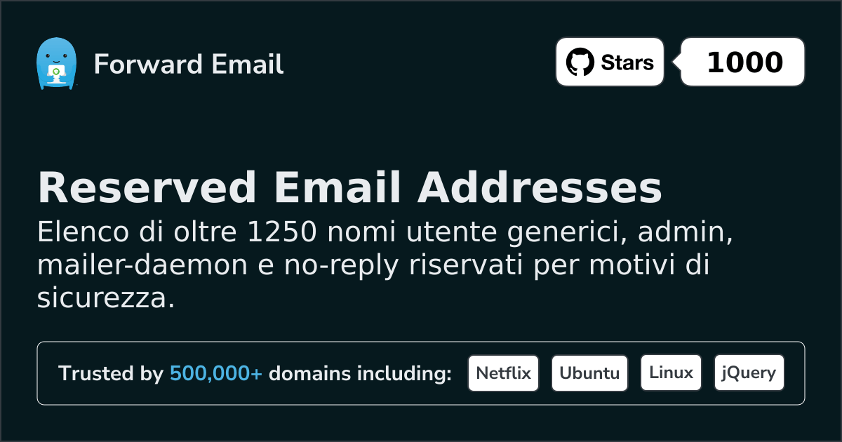 Indirizzi email riservati