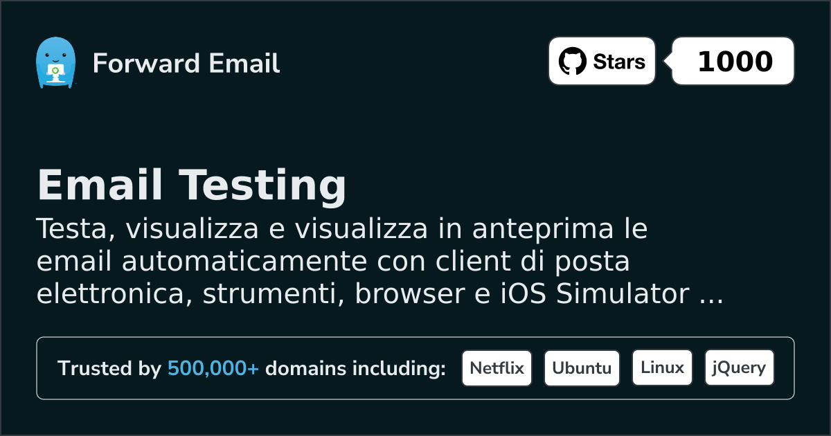 Test di posta elettronica per browser e simulatore iOS