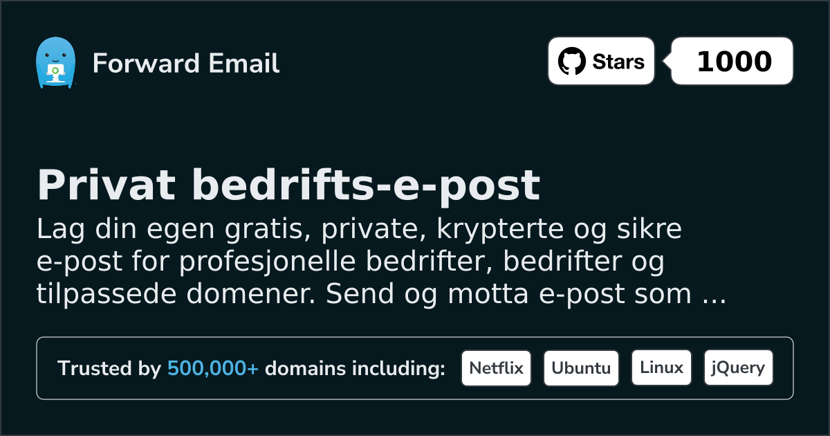 Privat bedrifts-e-post for tilpassede domener